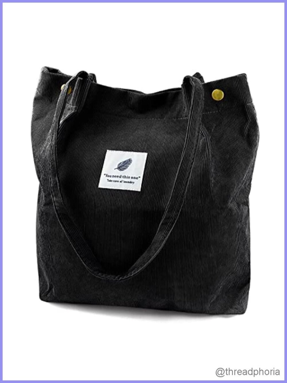Corduroy Tote Bag Women Canvas Shoulder Purse Inner Pocket